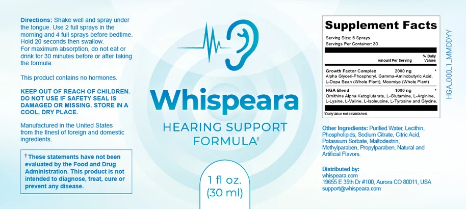 Whispeara Product Label